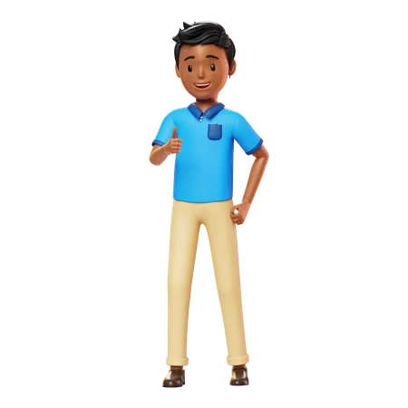 Man with Thumbs Up gesture 3D Illustration