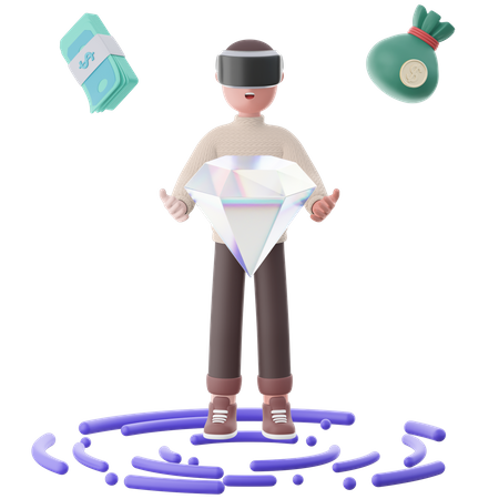 Man with Virtual Goods  3D Illustration