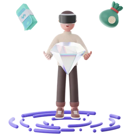 Man with Virtual Goods  3D Illustration