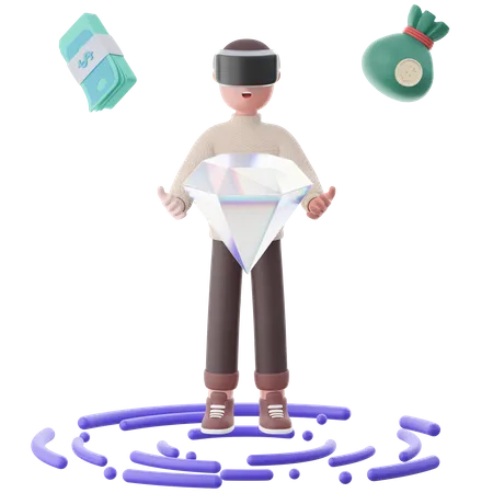 Man with Virtual Goods 3D Illustration