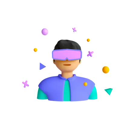 Man with VR goggles  3D Illustration