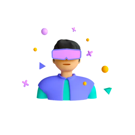 Man with VR goggles 3D Illustration