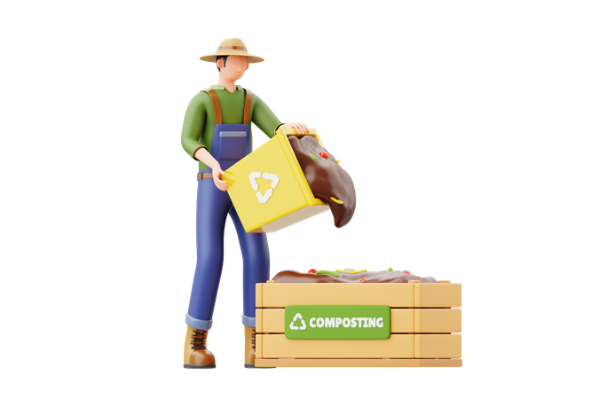 Man With Waste Reduction  3D Illustration