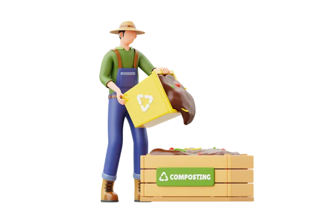 Man With Waste Reduction  3D Illustration