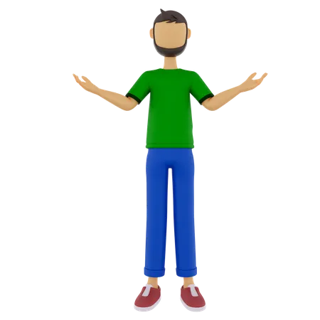 Man with wide open arms  3D Illustration