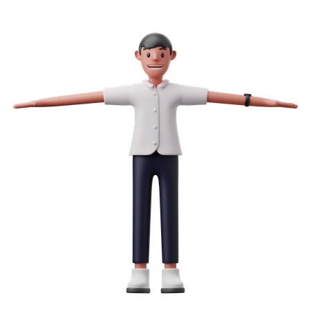 Man with wide open arms  3D Illustration