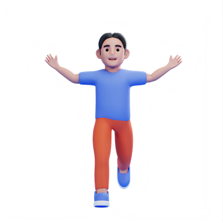 Man with wide open arms  3D Illustration