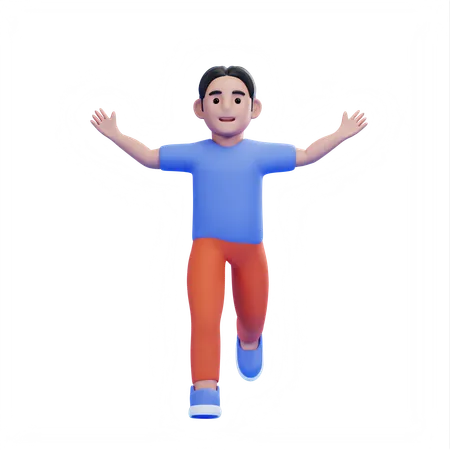 Man with wide open arms  3D Illustration