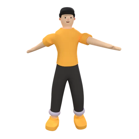 Man with wide open arms  3D Illustration