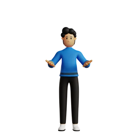 Man with wide open arms  3D Illustration