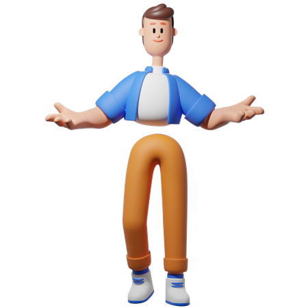 Man With Wide Open Arms  3D Illustration