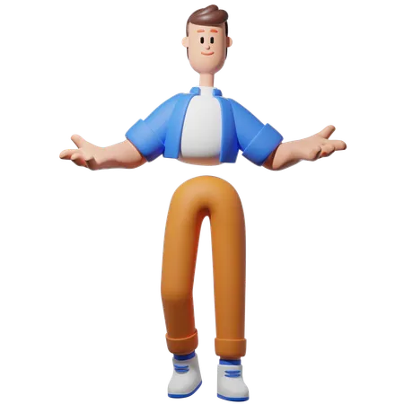 Man With Wide Open Arms  3D Illustration