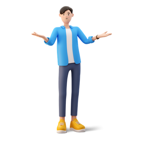 Man with wide open arms 3D Illustration