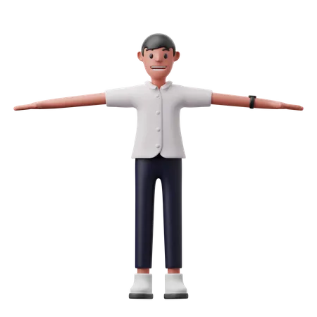 Man with wide open arms 3D Illustration