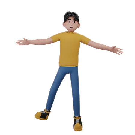 Man With Wide Open Arms  3D Illustration