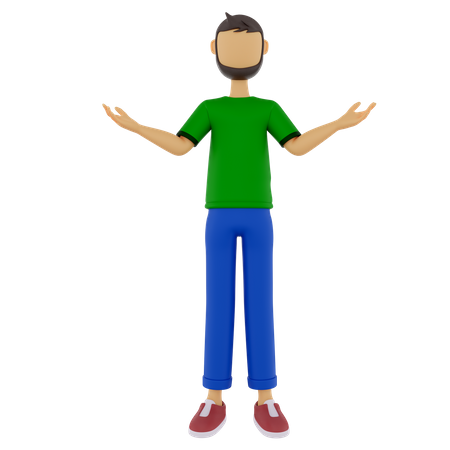 Man with wide open arms  3D Illustration