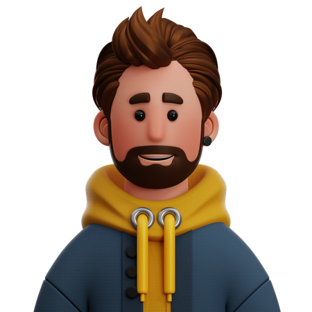 MAN WITH YELLOW HOODIE JACKET  3D Icon