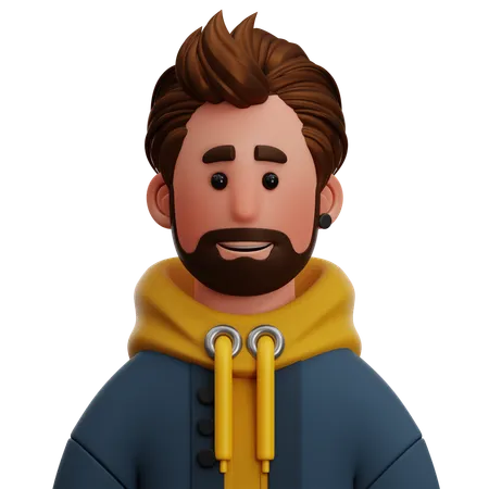 MAN WITH YELLOW HOODIE JACKET  3D Icon