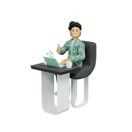 Man work from home  3D Illustration