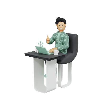 Man work from home 3D Illustration