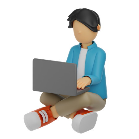 Man Work on The Laptop  3D Illustration