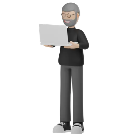 Man Work On The Laptop  3D Illustration