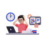 person working under deadline symbol