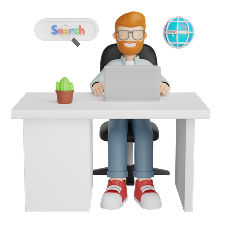 Man Working  3D Illustration