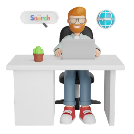 Man Working  3D Illustration