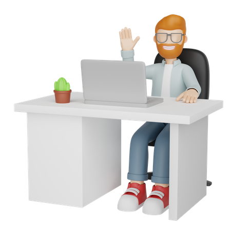 Man Working  3D Illustration