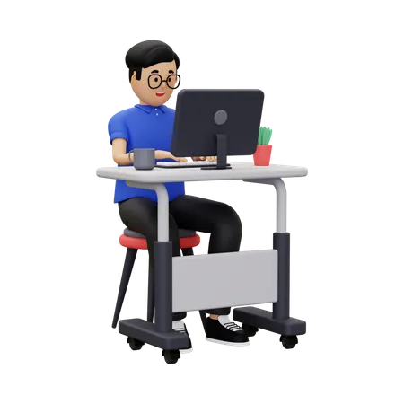 Man working at home  3D Illustration