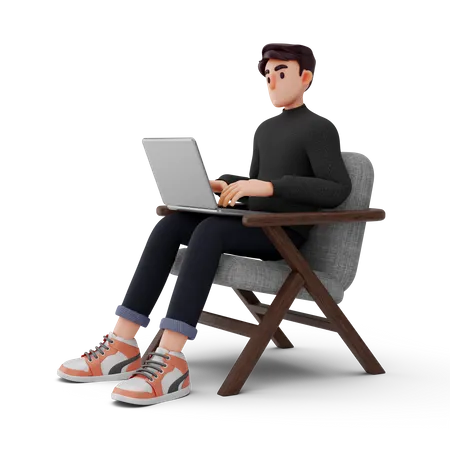 Man working at home  3D Illustration