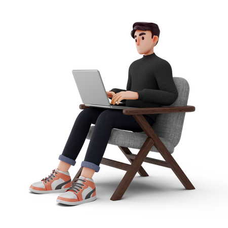 Man working at home  3D Illustration