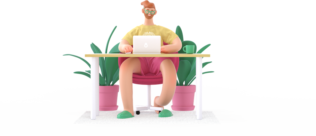 Man working from home 3D Illustration