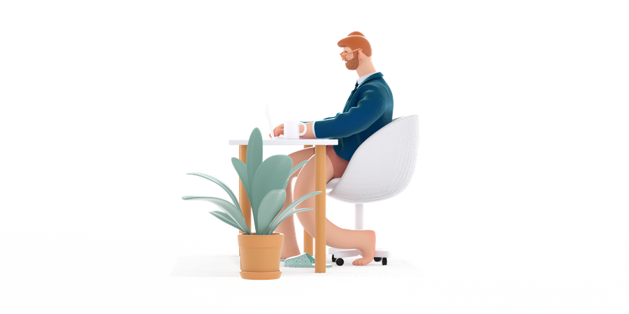 Man working from home  3D Illustration