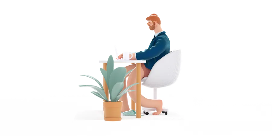 Man working from home  3D Illustration