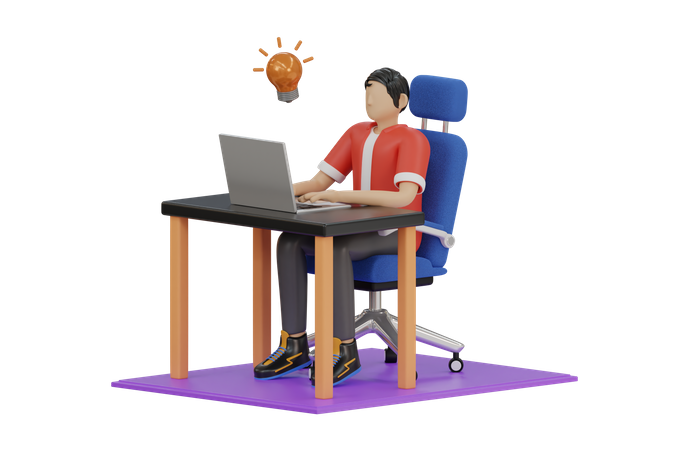 Man working from home  3D Illustration