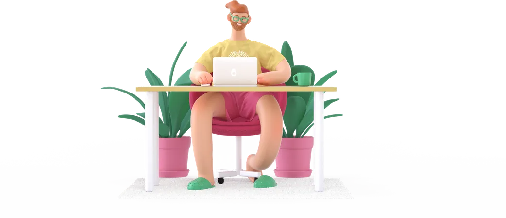 Man working from home  3D Illustration