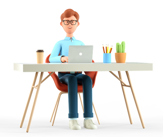 Man working in office  3D Illustration