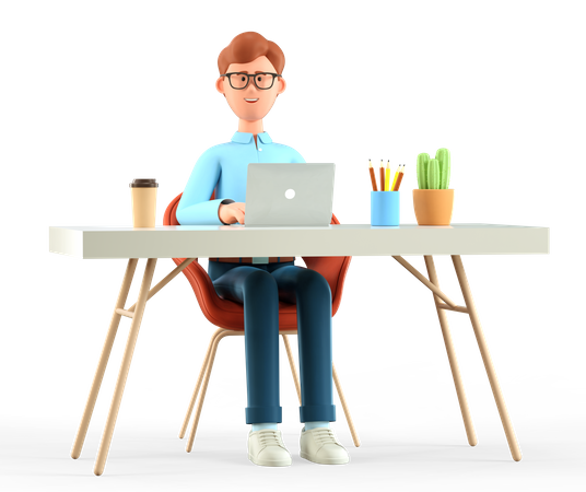 Man working in office 3D Illustration