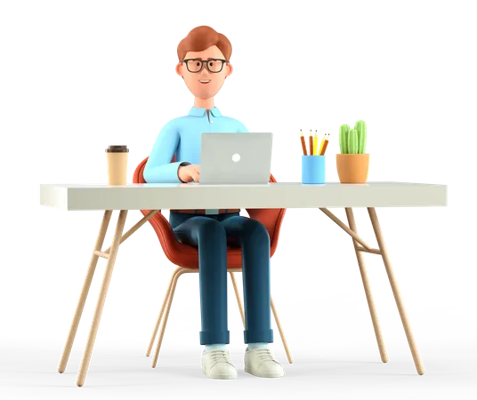 Man working in office 3D Illustration