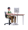 Man Working On Computer