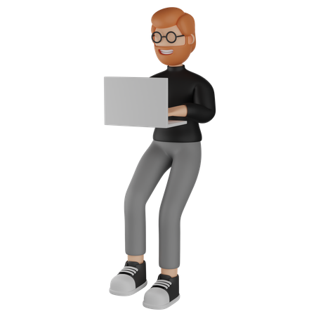 Man working on computer 3D Illustration