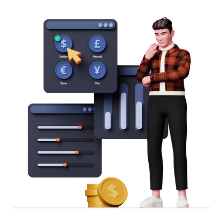 Man working on Financial Management  3D Icon
