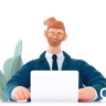 3d man working on computer emoji