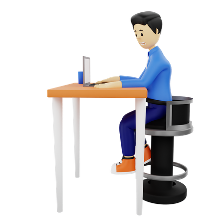 Man working on laptop  3D Icon