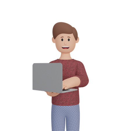 Man working on laptop  3D Illustration