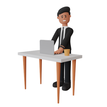 Man working on laptop  3D Illustration