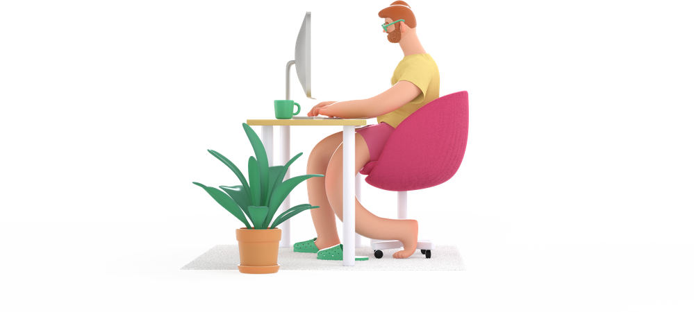 Man working on laptop  3D Illustration