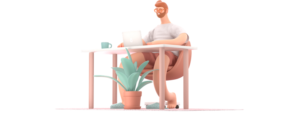 Man working on laptop  3D Illustration